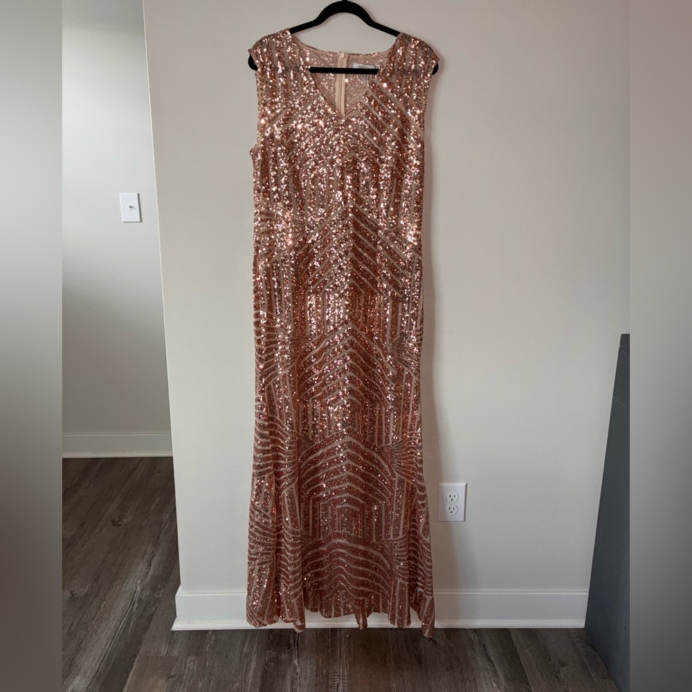 Boohoo Shimmering Rose Gold Sequin Dress